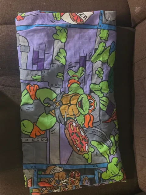 DRAP CONTOUR VIOLET POUR ENFANT LIT SIMPLE VINTAGE RARE MUTANT TORTUES NINJA