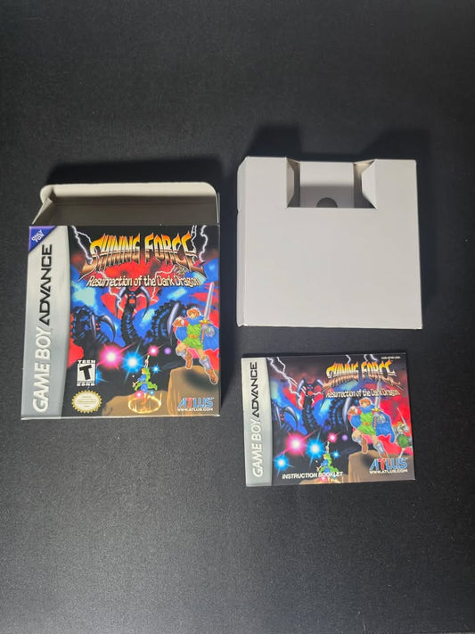 BOITE + MANUEL ONLY SHINING FORCE  RESURRECTION OF THE DARK DRAGON GBA PAS DE CARTOUCHE