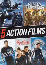 5 ACTION FILMS:  G.I JOE THE RISE OF COBRA, NINJA TURTLES, JACK RYAN SHADOW RECRUIT, HANSEL & GRETEL, TOMB RAIDER