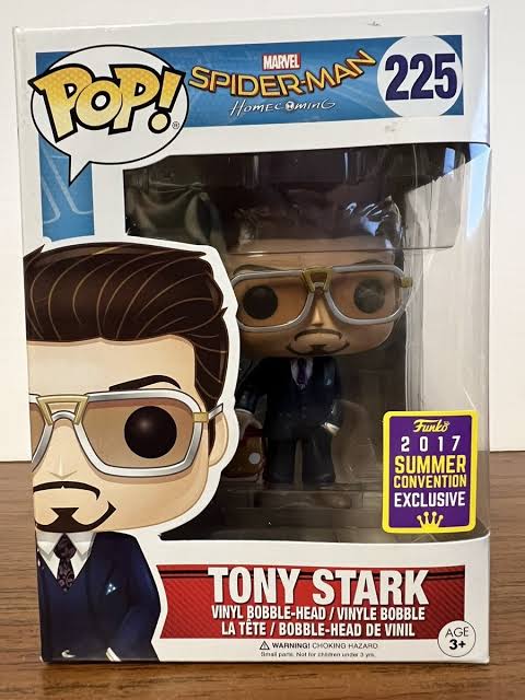 FUNKO POP MARVEL SPIDER-MAN  HOME COMING #225 TONY STARK 2017 SUMMER CONVENTION EXCLUSIVE