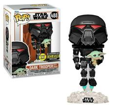 FUNKO POP STAR WARS #488 DARK TROOPER WITH GROGU GLOWS IN THE DARK ENTERTAINMENT EARTH EXCLUSIVE LIMITED EDITION