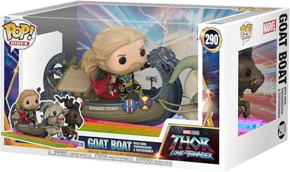 FUNKO POP RIDES MARVEL STUDIOS THOR LOVE AND THUNDER #290 GOAT BOAT WITH THOR, TOOTHGNASHER &TOOTHGRINDER