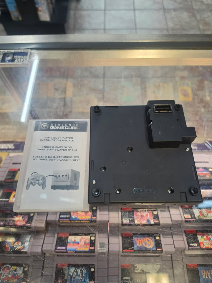 NINTENDO GAME CUBE GAMEBOY PLAYER ADAPTER BLACK  DOL-017 WITH STARTUP DISC TESTED