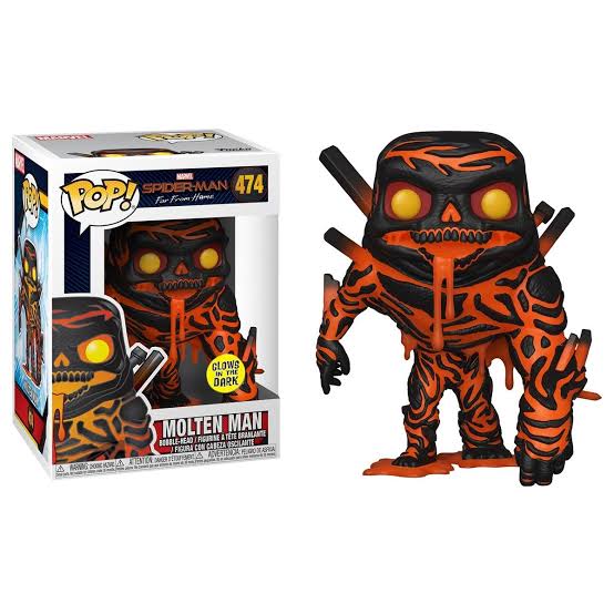 FUNKO POP MARVEL SPIDER-MAN FAR FROM HOME #474 MOLTEN MAN GLOW IN TH DARK EB EXCLUSIVE
