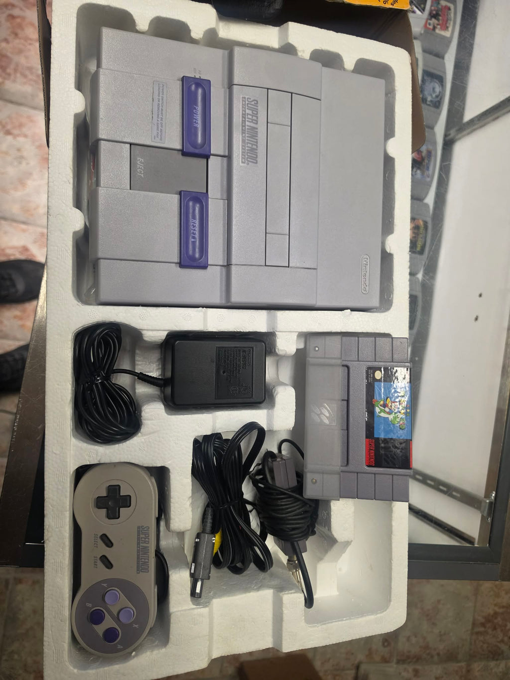 CONSOLES SUPER NINTENDO SUPERMARIO WORLD SET SNES CONSOLE CIB + JEU TESTÉ & FONCTIONNEL