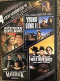 WESTERN COLLECTION 4 FILMS, AMERICAN OUTLAWS, YOUNG GUNS 2, MAVERICK, WILD WILD WES