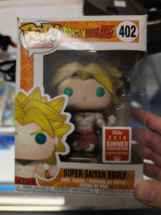 DRAGON BALL Z SUPER SAIYAN BROLY #402 2018 SUMMER CONVENTION LIMITED EDITION FUNKO POP DOMMAGED