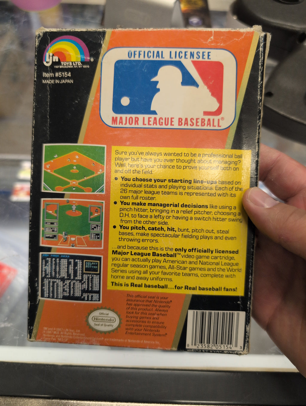 MAJOR LEAGUE BASEBALL NINTENDO NES BOX + CARTRIDGE NO MANUEL