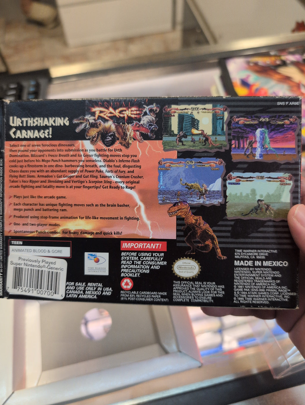 PRIMAL RAGE BOX ONLY NINTENDO SNES